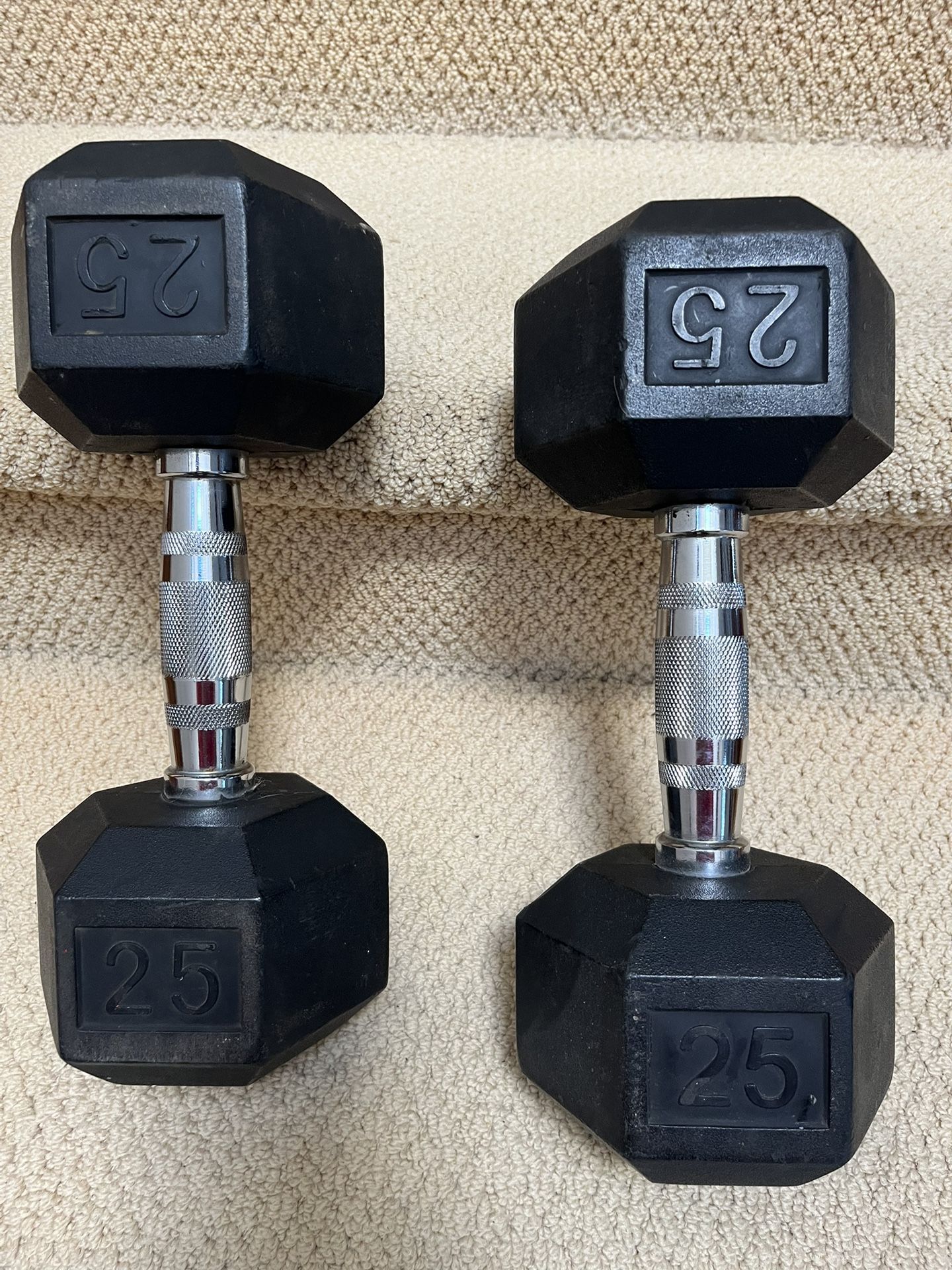 25lb Dumbbells Pair Rubber hex Head