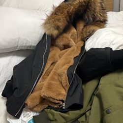 Real Fur Lined Bomber Jacket 