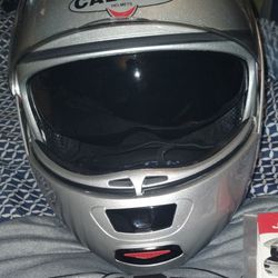 Caberg Justissimo Motorcycle Flip Front Helmet Silver w/Flip shade 