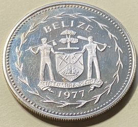 $5  1977 Of Belize  🇧🇿 Ag. 0.925