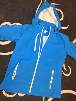 QUE Blue Hooded Softshell Jacket