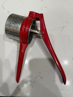 Vintage Red Metal Potato Ricer