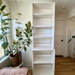 Solid Wood White Tall Bookshelf Bookcase