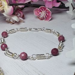 Handmade Silver Gemstone Bracelet 