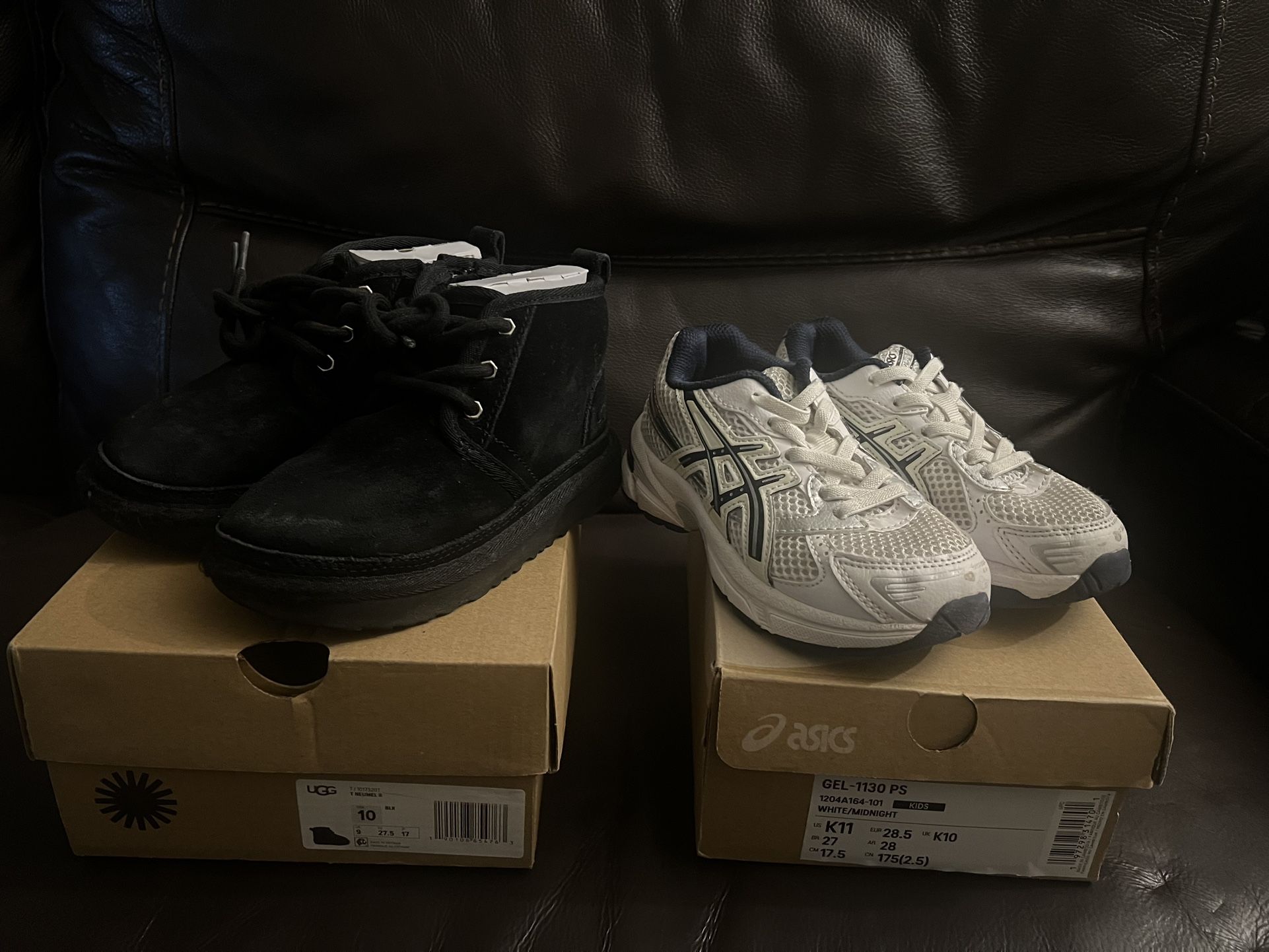 Uggs kid size 10 and asics kid size 11 both $35