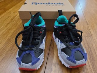 New Reebok Classic Leather RC 1.0 Toddler Sneakers Size 4 Black Grey Teal NIB