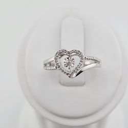 10k white gold dancing diamond heart ❤️ ring