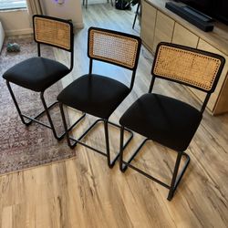 Grandnoor height Bar Stools, Black (Set of 3)