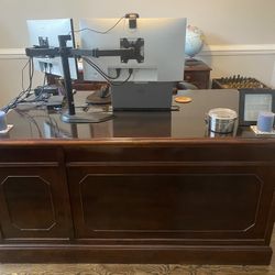 Solid Oak Office Desk And Credenza (Must sell ASAP)