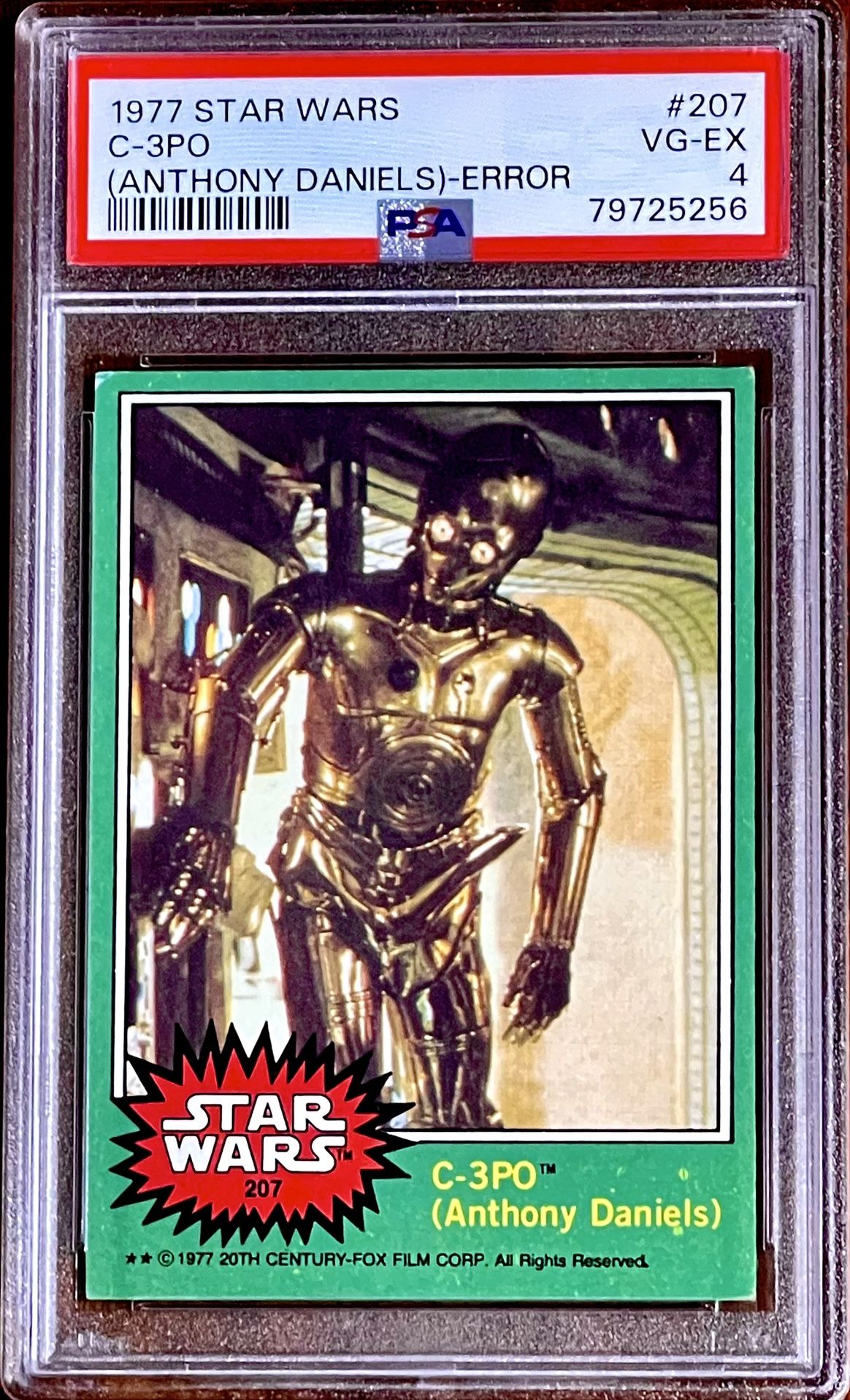 1977 Topps Star Wars See-Threepio C-3PO Golden Rod Error Card Iconic PSA 4 Centered