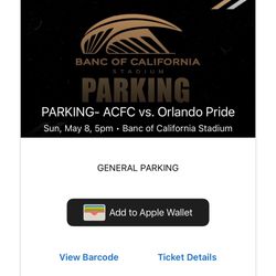 Parking Pass ACFC vs. Orlando Pride (Sunday May 8th)