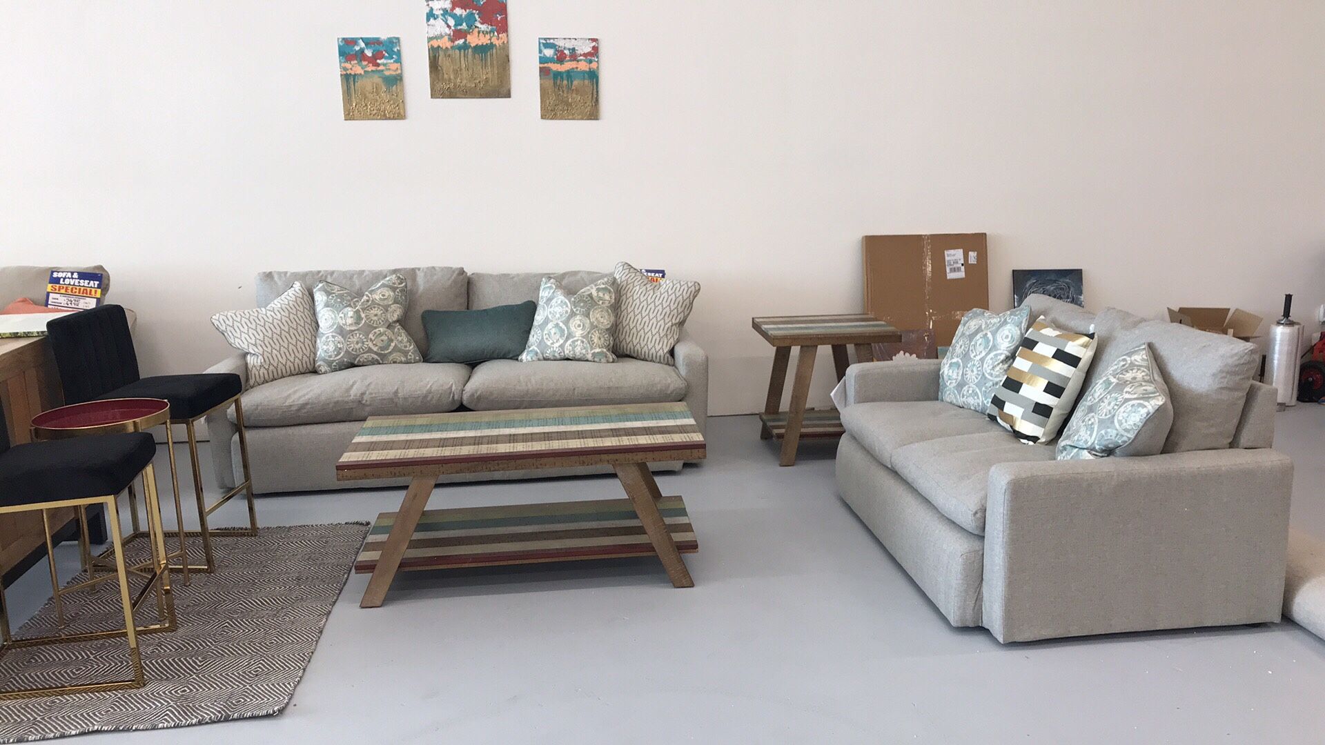 Down filling sofa and love seat set - brand new