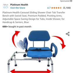 Carousel Sliding Shower Chair Transfer Chair With Swivel Seat For Handicap And Senior New $220