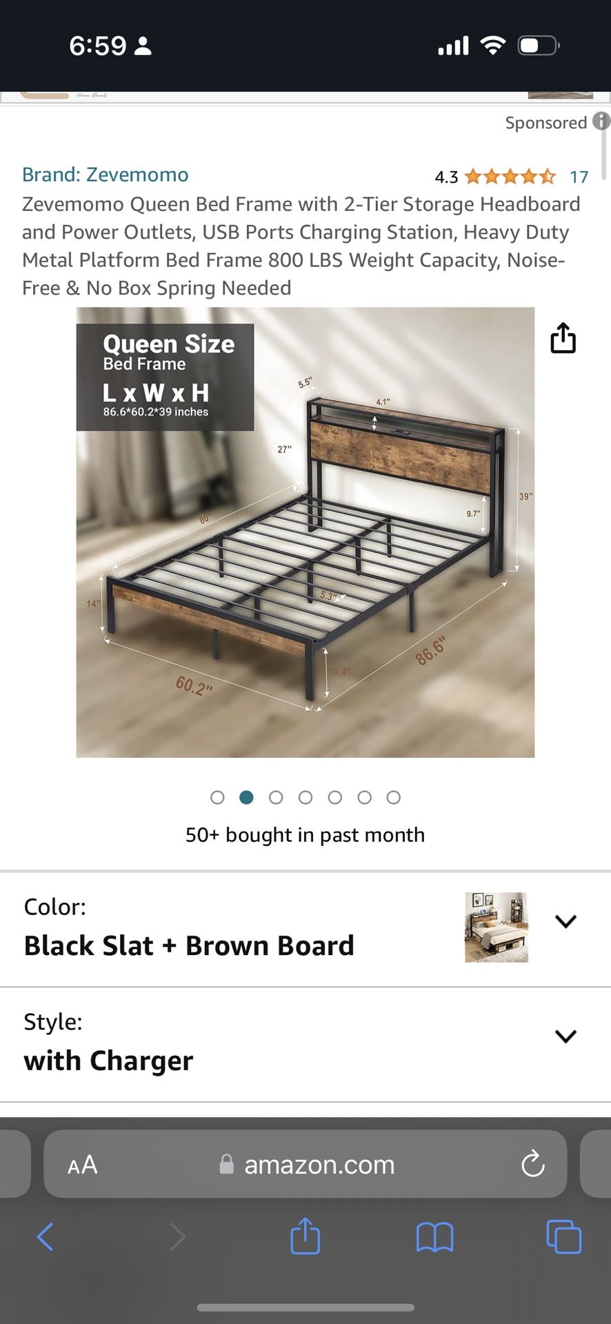 Queen Bed With Storage And Phone Charger Included