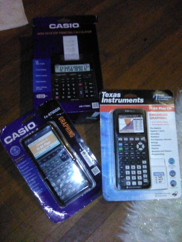 3 Brand New Enhanced Graphing, Graphing, Printing  Calculators 1 Price  All Brand New In Packaging Casio/Texas Instruments/Casioi