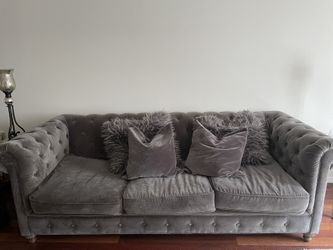 Velvet gray sofa Set 3pc