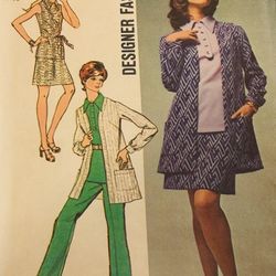 Vintage Simplicity Pattern 8870 Unlined Jacket Skirt and Pants  Size 16 Uncut 