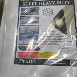 7ft × 16ft Super Heavy Duty White Tarp 