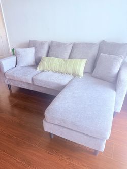 Lounge sofa, gray, very comfortable with pillow