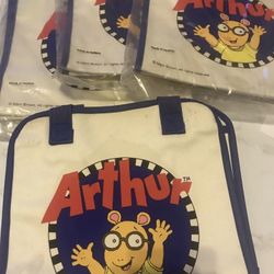 5 RARE 🔥Vintage Collectible Arthur PBS Cartoon Aardvark  🔥Canvas Tote Bag 🔥
