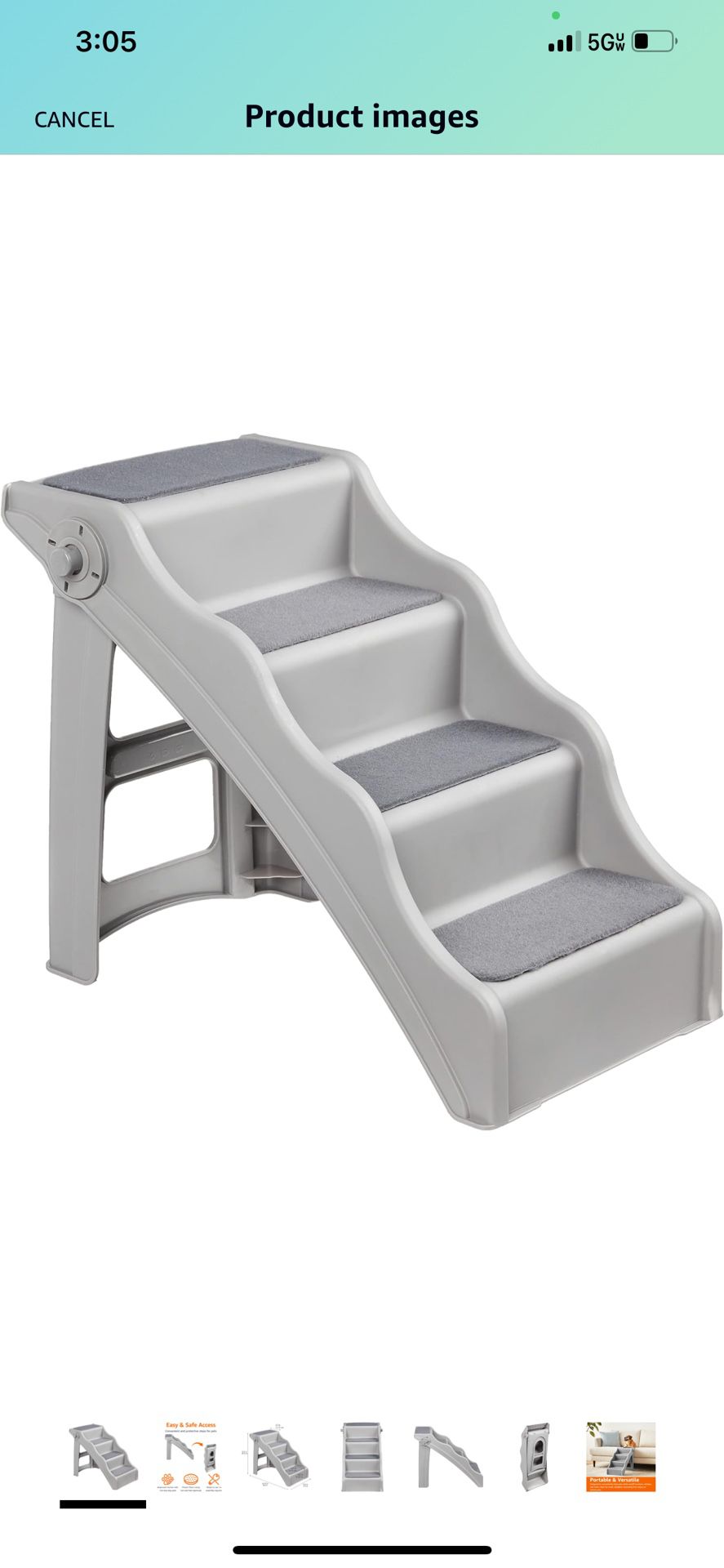 Amazon Basics Foldable Steps for Dogs and Cats, Grey, 14.6"X24.82"X19.5"