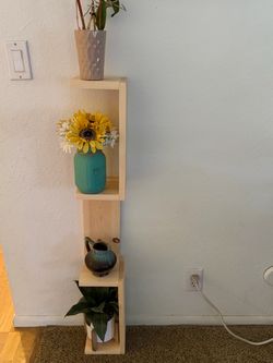 Tall Narrow Wood Tower Shelf