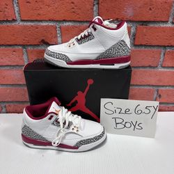 Nike Air Jordan 3 Retro ‘Cardinal’ Size 6.5Y (GS)