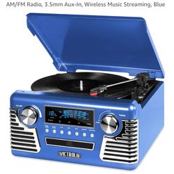 Retro Record/ CD player with Bluetooth and Radio
