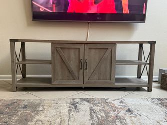 Farmhouse TV Stand with Barn Door Cabinet