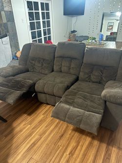 Brown Reclining Sofa