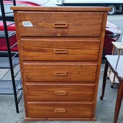 Mid Century Styled Five Drawer Wooden Dresser Clothing Storgae