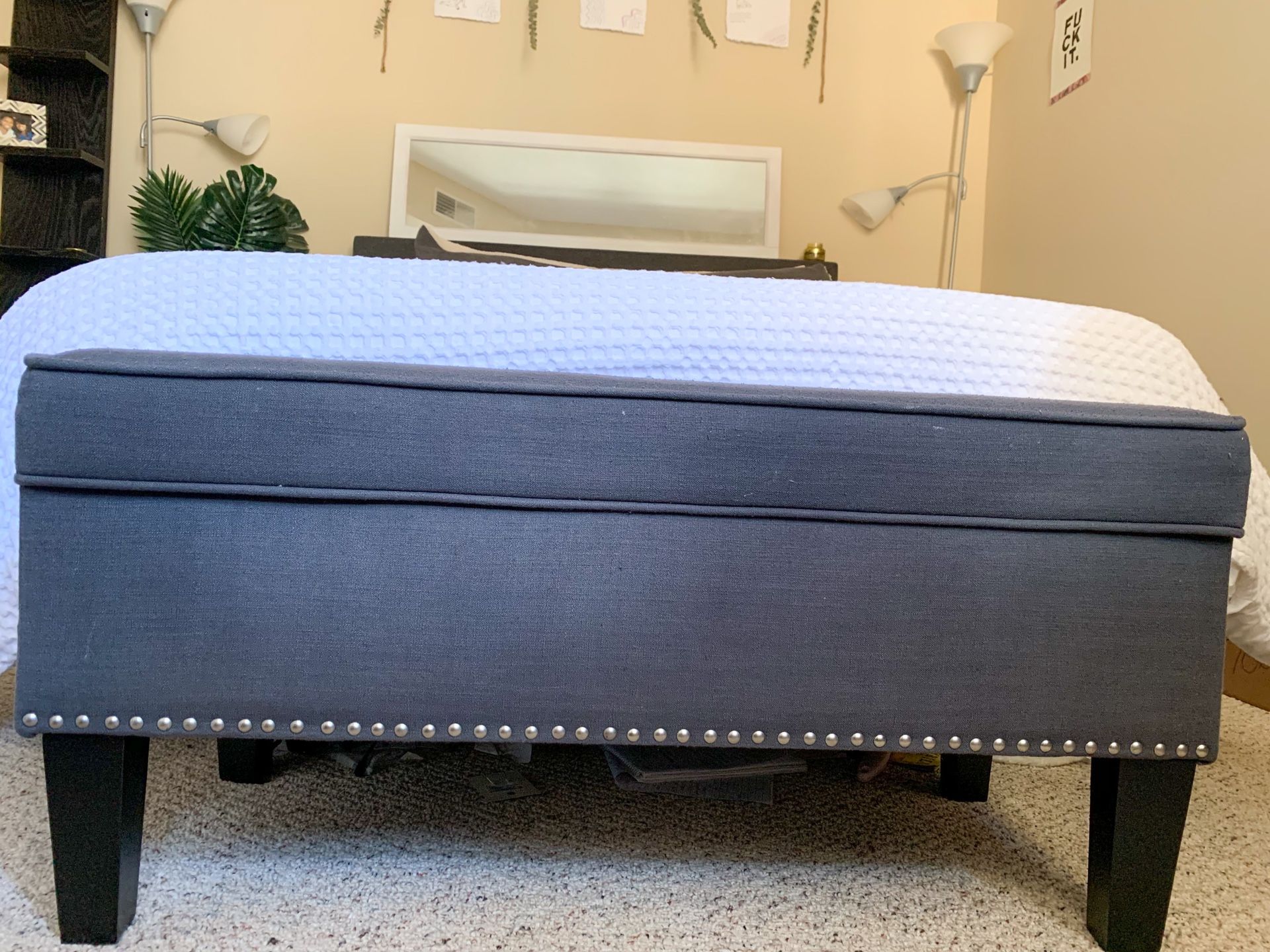 Gray Bed Chest/Storage Ottoman