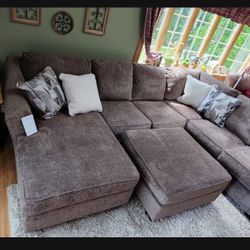  Teak U Shaped Huge Modern Cozy  Brown Sectional With Chaise | Couch 💥 Brand New✅ Showroom Available 👍