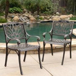 Alfresco Bronze Aluminum Outdoor Dining Chairs (Set of 2)