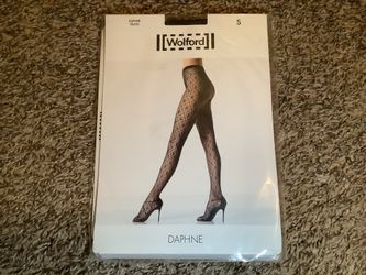 Wolford Daphne tights, ornamental pattern, color black, size: S