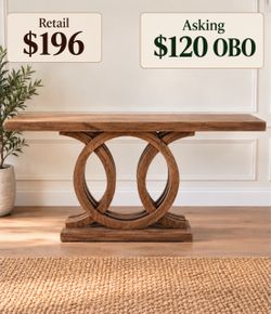 Wood Console Table with Double Ring Base