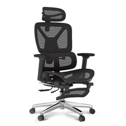 ErgoX Ergonomic Office Chair with Footrest- Adjustable 3D Armrests, Dynamic Lumbar Support, Recline & Tilt Function, Mesh Seat, for Home & Office Use,