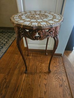 Vintage French mosaic tile table