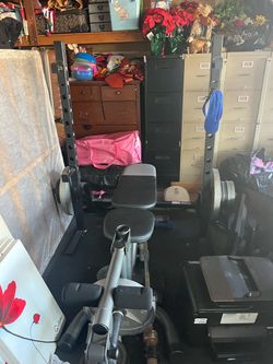 Heavy Duty bench press, and squat bar
