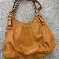 Coach tan leather hobo bag