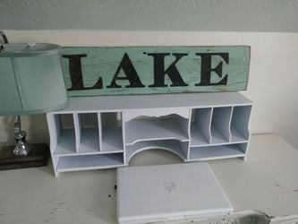 Wood and Metal Lake Sign