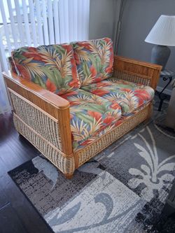 Rattan Bamboo and Wicker Loveseat