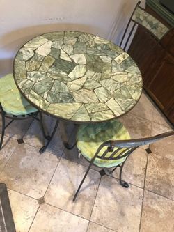 Original Stone & Iron Table (with 3 chairs)