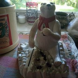 Coca-Cola Vintage Coin Bank Polar Bear Also Coca-Cola Lamp