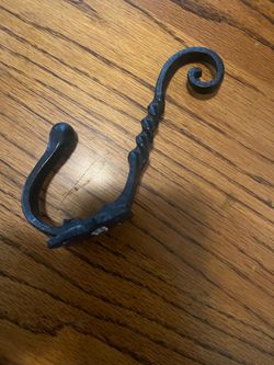 Vintage Cast Iron Black Hook, Coat Hat Hook Hanger, Rack, Salvage Architectural
