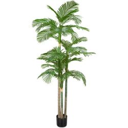 AnTing 8.5ft Tall Triple Golden Cane Palm Artificial Tree Palm Silk Tree in Plastic Sturdy Pot Large Fake Tropical Palm Plant for Indoor Outdoor Offic