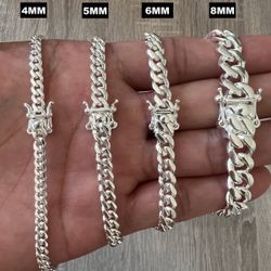925 Silver Miami Cuaban Chain Necklaces And Bracelets Solid Italian 925 Sterling Silver 