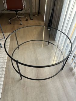 Glass Coffee Table with Matte Black Frame