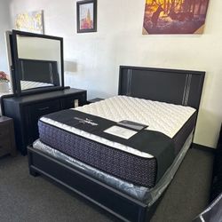 Black 4 Piece Queen Size Bedroom Set