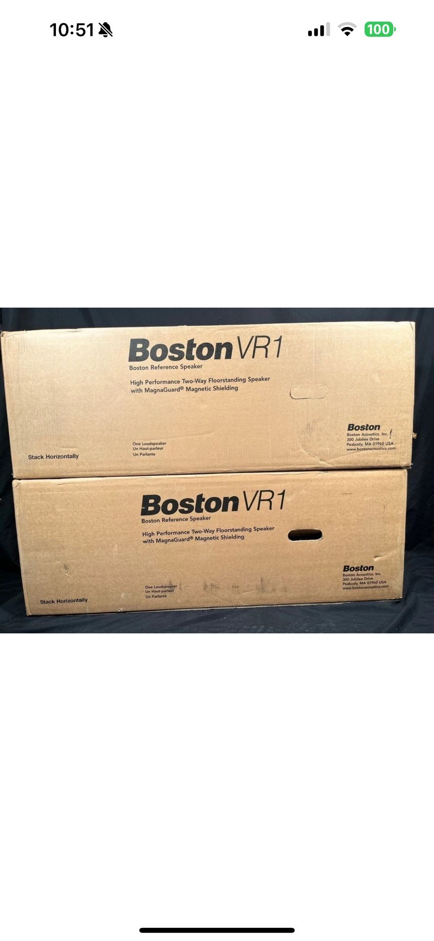PAIR of Boston Acoustics VR1 Speakers - NEW IN BOX!